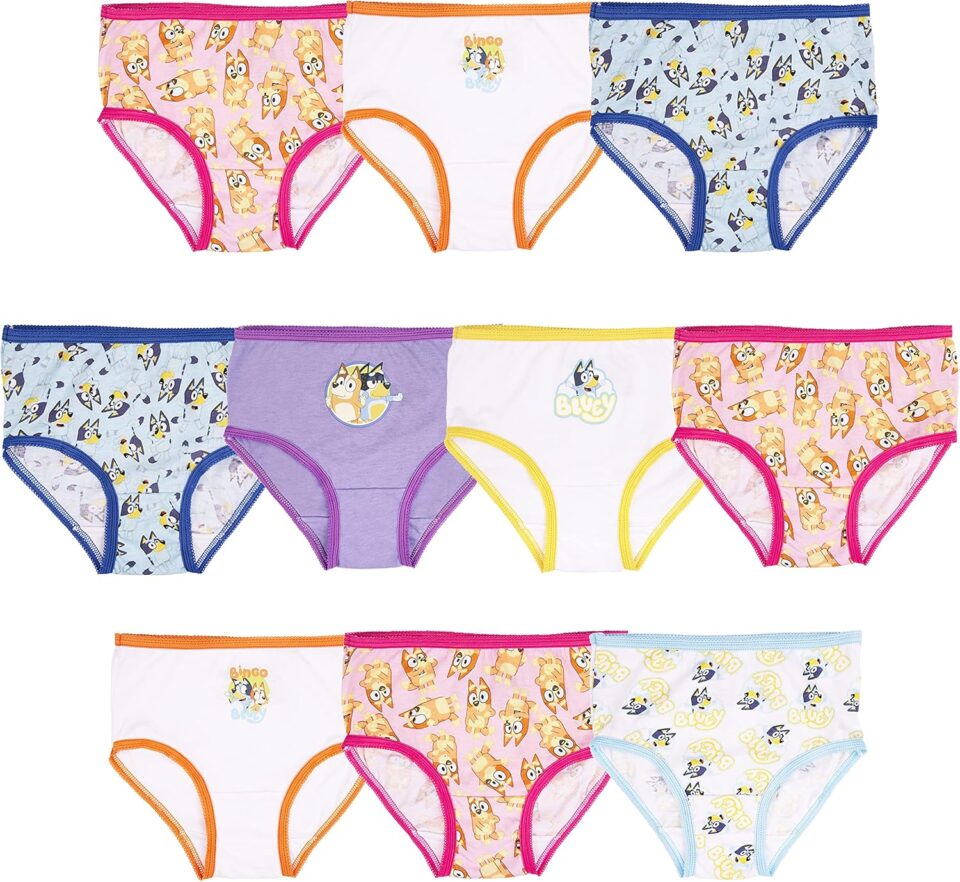 Bluey Girls' Amazon Exclusive Panties and Girlshort with Bingo, Bandit and More, Sizes 2/3t-8