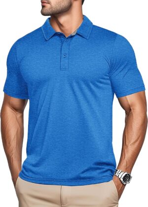 MAGCOMSEN Men's Short Sleeve Polo Golf Shirts 3-Button Moisture Wicking Athletic T-Shirts Casual Collared Shirt