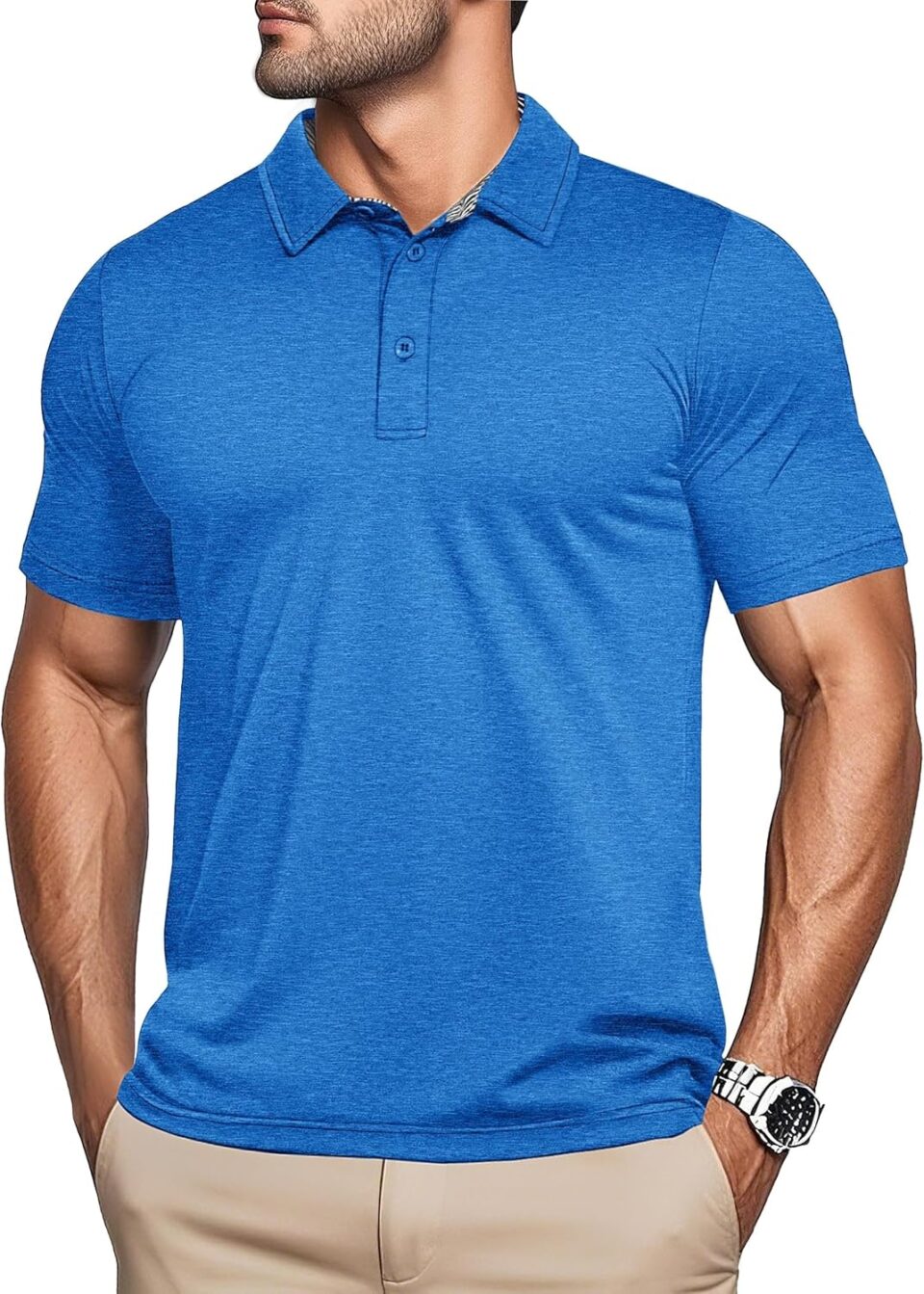 MAGCOMSEN Men's Short Sleeve Polo Golf Shirts 3-Button Moisture Wicking Athletic T-Shirts Casual Collared Shirt