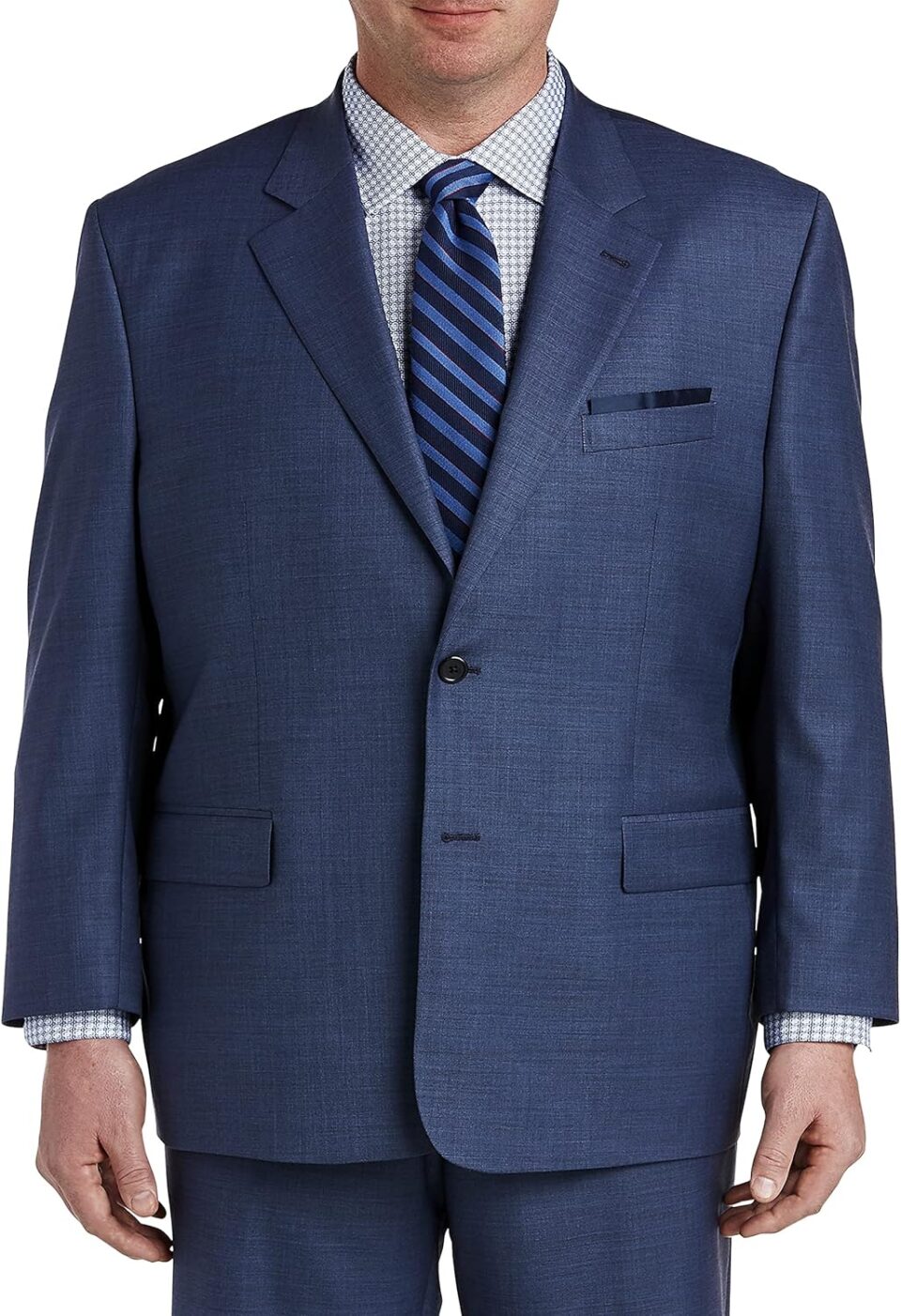 Oak Hill by DXL Big and Tall Premium Jacket-Relaxer Sharkskin Suit Jacket, Navy