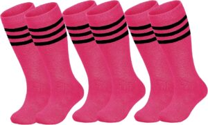 3 Pairs Kids Toddler Baseball Socks Youth Soccer Softball Sock Boys Girls Athletic Tball Knee High Socks 1-11T