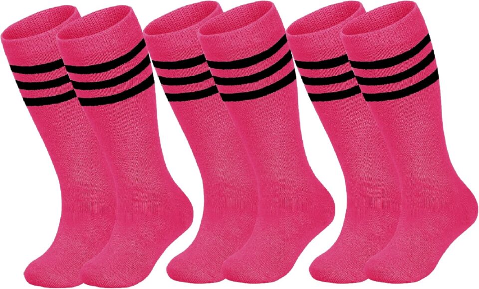 3 Pairs Kids Toddler Baseball Socks Youth Soccer Softball Sock Boys Girls Athletic Tball Knee High Socks 1-11T