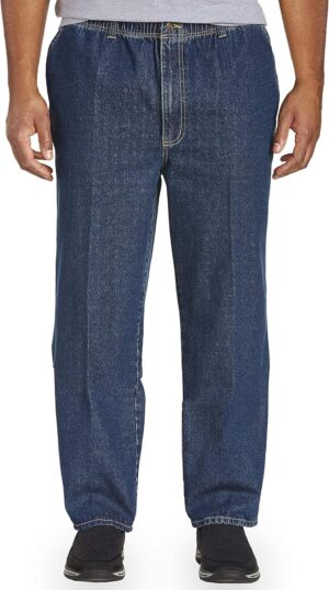 Harbor Bay by DXL Men's Big and Tall Full Elastic Waist Jeans | All-Day Comfort with Loose Fit, Elasticized Comfort Waistband