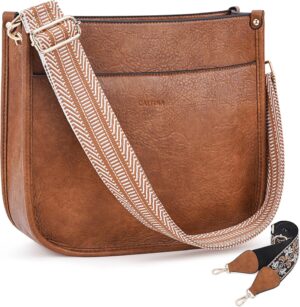 Crossbody Bag Women Vegan Leather Hobo Handbag Trendy Crossbody Shoulder Bag Purses For Women with 2 Adjustable Strap