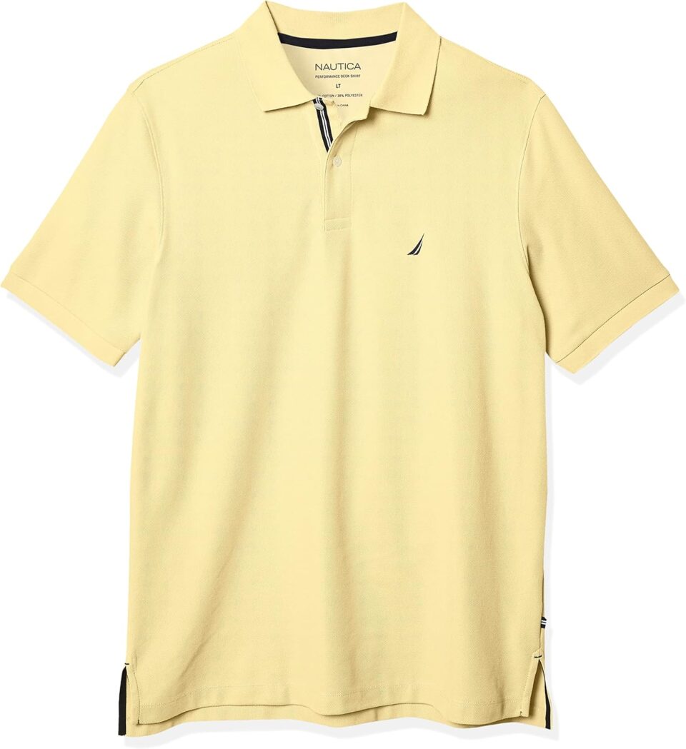 Nautica Men's Big and Tall Classic Fit Short Sleeve Solid Performance Deck Polo Shirt